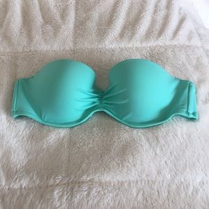 Turquoise strapless swim top